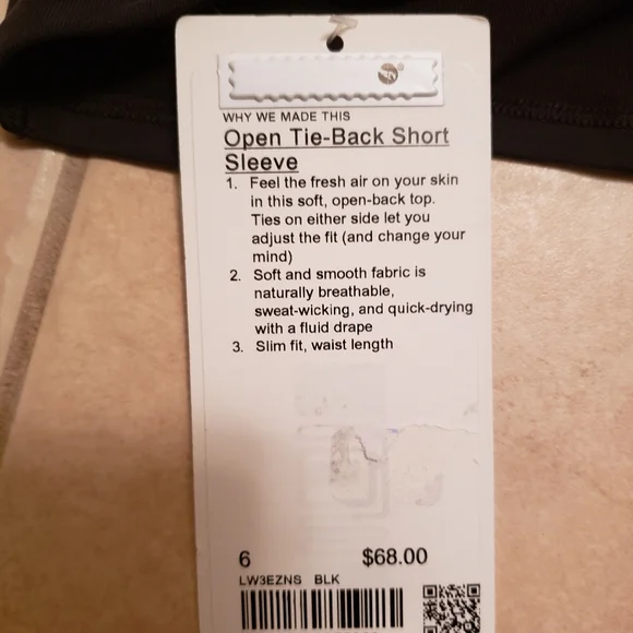 Lululemon Open Tie-Back Short Sleeve Black - Picture 10 of 13